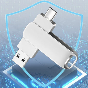 Clé USB3.0 128Go Haute Vitesse pour Interface Type-C Téléphone Mobile PC Smart TV Tablette PC Voiture Stéréo Argent Métallique